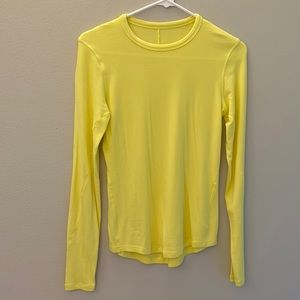 Lululemon Hold Tight, ribbed yellow long sleeved top, small